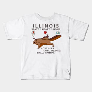 Illinois - Northern Flying Squirrel - State, Heart, Home - small mammal Kids T-Shirt